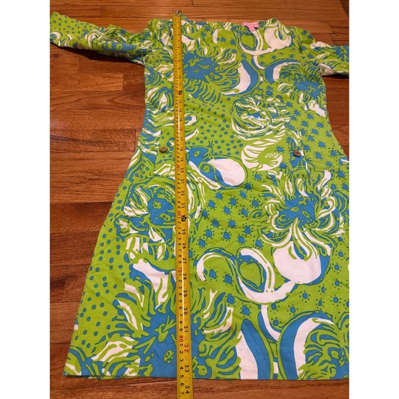 Lilly Pulitzer Limeade Roar of the Jungle Charlene Shift Dress‎ blue green small - Picture 10 of 11